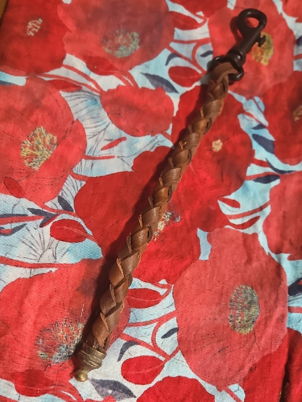 Hand Crafted Genuine Leather Braided Brown Keychain Clip Vintage Cap NEW